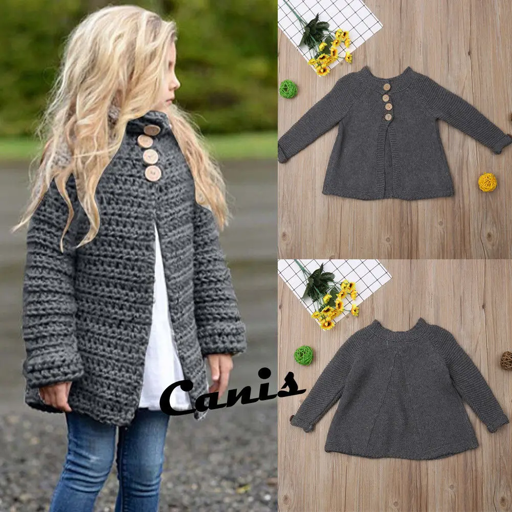 

2019 Multitrust Brand Childrens Girls Knitted Sweater Cardigan Outerwear Warm Gray Autumn Winter Jumper Coat Wool Warm Jacket