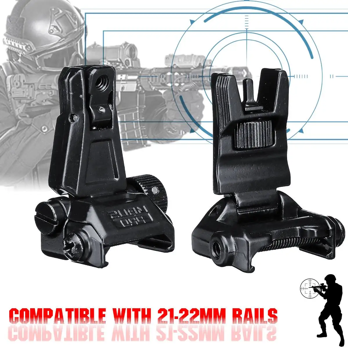 

1 Pair Flip up Front & Rear Iron Sight Set for Jinming Gen9 Gen8 M4 SCAR Metal Diamond Aperture Toy Gu ns Iron Sights Set