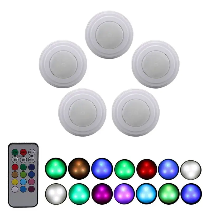 

5 Packs Rgb Led Night Light With Remote Controller Battery Operated Closet Light For Kitchen Led Light Cordless Wall Night Lam