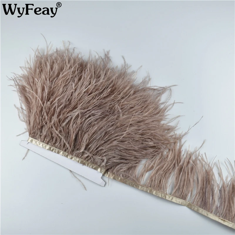 1M 5M 10Meter 10 15CM Tan ostrich feathers trims ribbon for skirt/dress ...