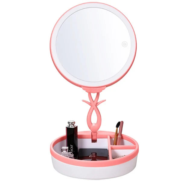 

Folding LED Table Lamp Makeup Mirror Smart Touch Desk with Light Home Bedroom Decorative Illuminations