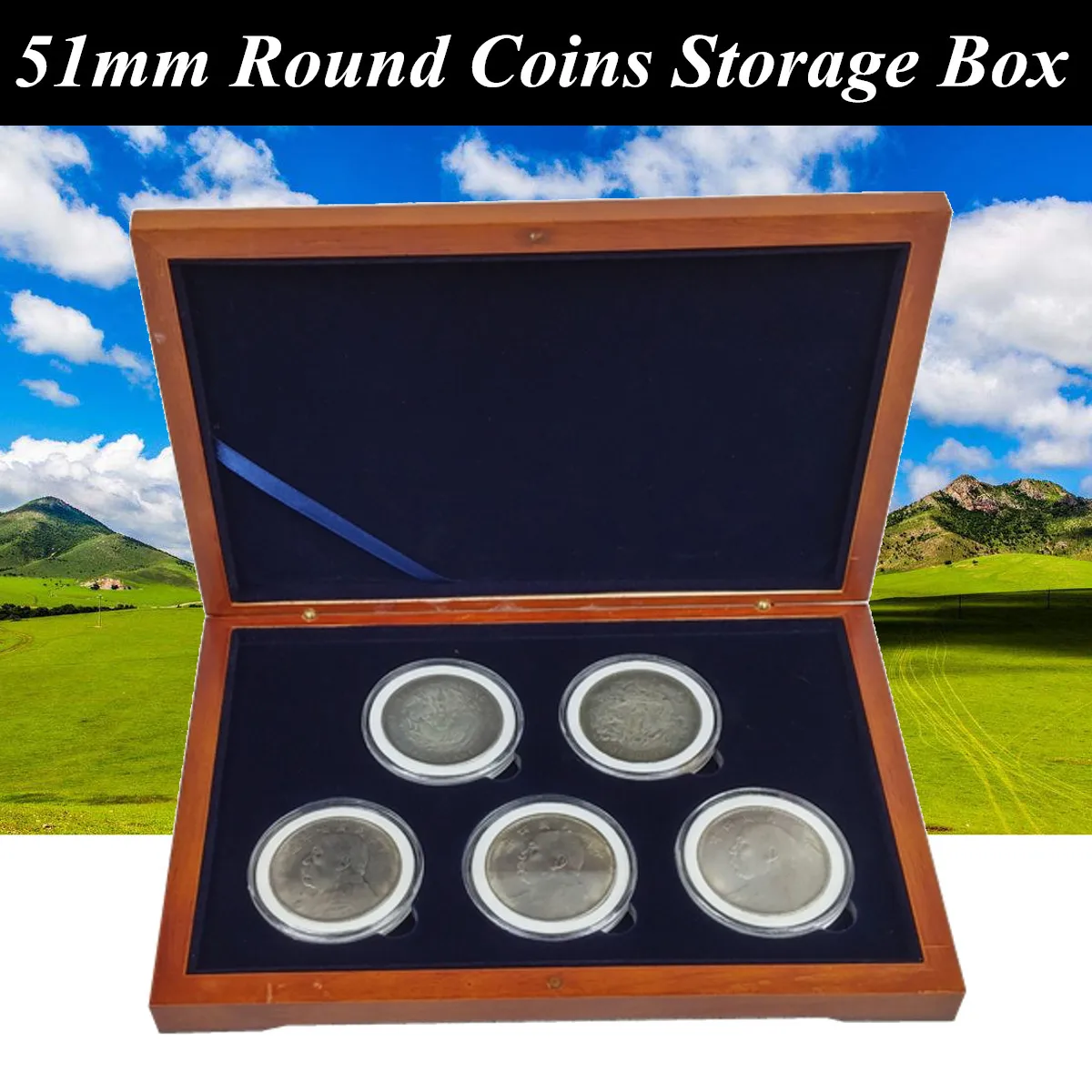 

5 Coin Display Boxes NGC/PCGS/Premier/Lil Bear Certified Slab Wood Mahogany Finish Slab Cases Cabinet Holder Gifts Wooden