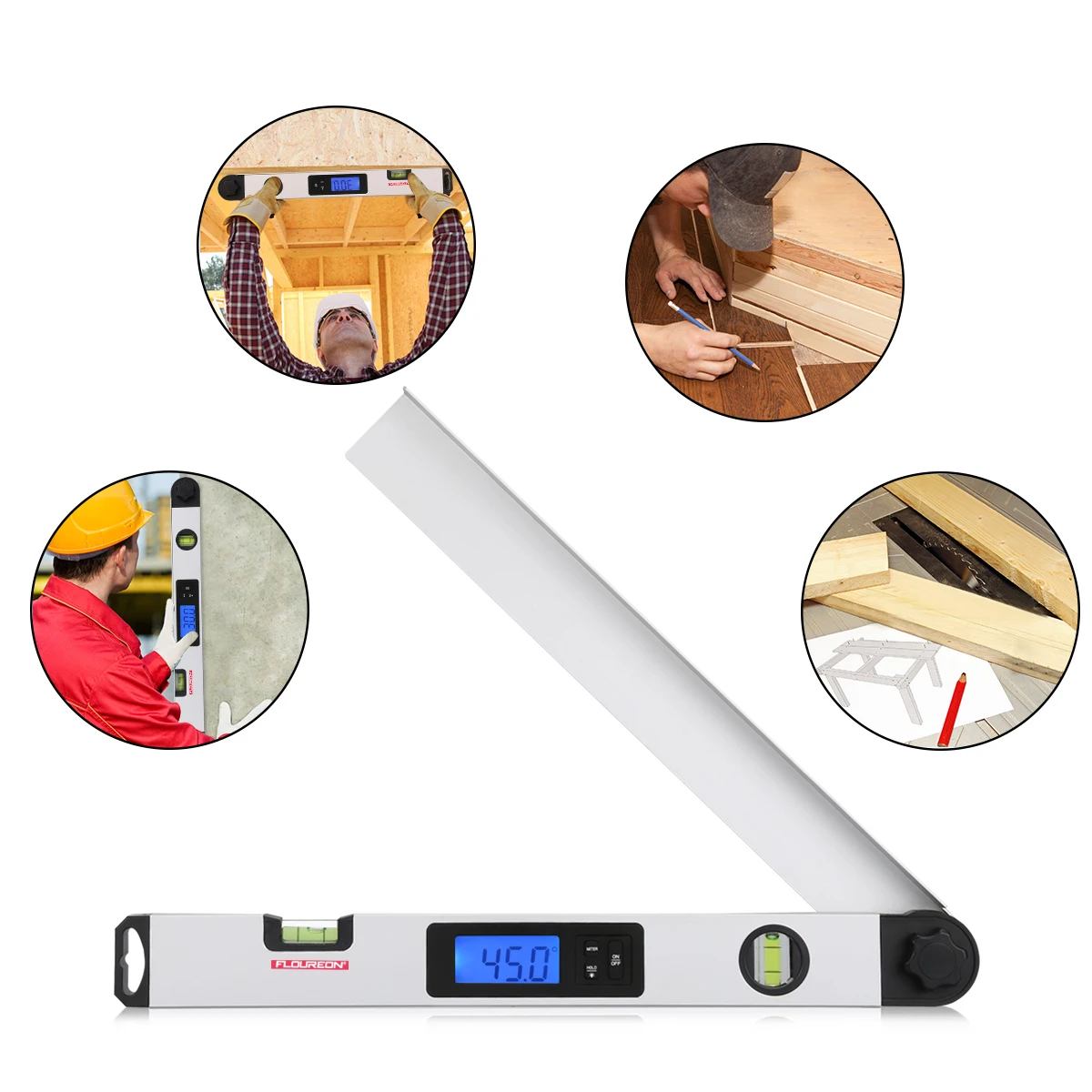 floureon digital angle finder gauge 0 230degree protractor light gauge angle