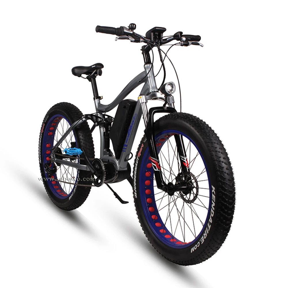 26 дюймов горный электрический велосипед шины Fat 8fun центральный мотор электрический велосипед 36 в двойной амортизация мягкий хвост горный