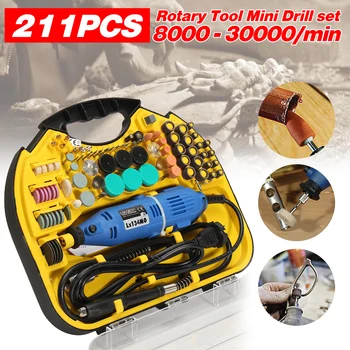 

220V/110V 50-60Hz US Plug 211Pcs Electric Rotary Drill Grinder Engraver Sander Polisher DIY Craft Tool Set Cable Length 1.8m