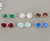 5 Pairs Micro Pave CZ Crystal Glass Round Shape Post Earring Findings with Loop,Cubic Zirconia Crystal Glass Round Stud Earring 4