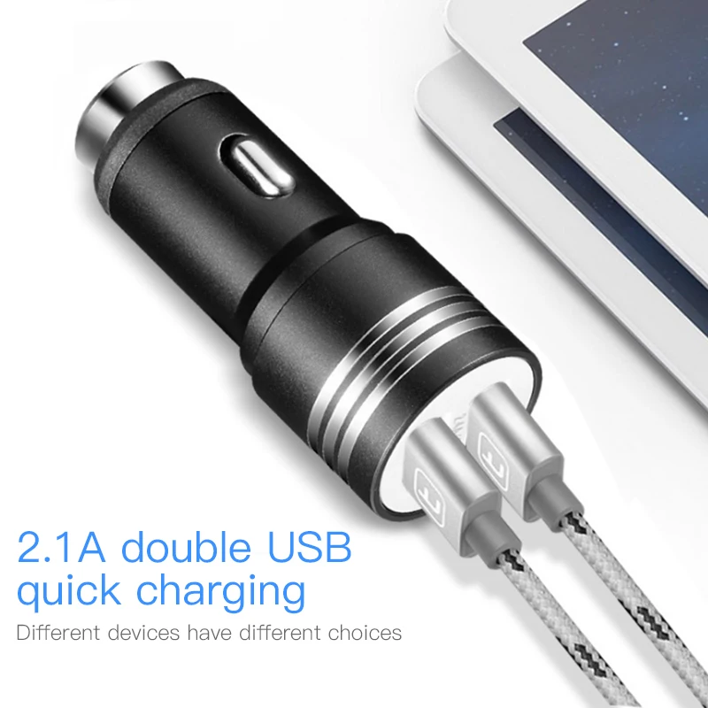 Car USB Charger Mobile Phone Charger 2 Port USB Alloy Car Charger for iPhone 7 Plus X XS Max Samsung Xiaomi Tablet Car-Charger