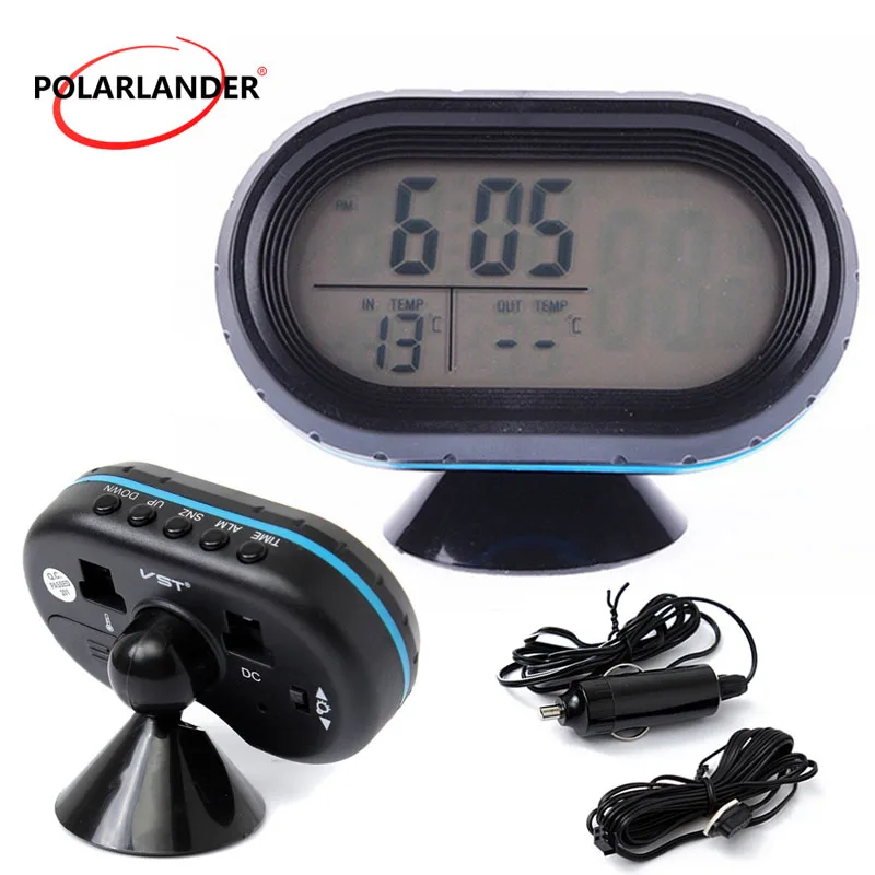 

12-24V Car Battery Voltmeter Voltage Meter Tester Monitor + Noctilucous Clock Automotive Supplies Digital Auto Car Thermometer