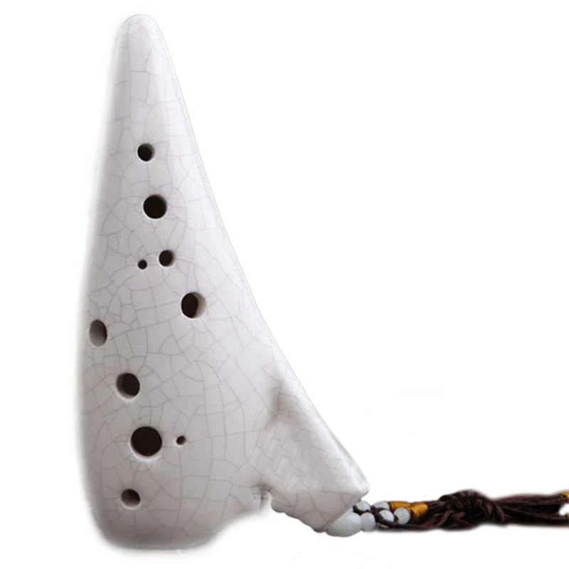 

Ocarina Flute 12 Hole Alto C Ceramic Instrument White Best Gift
