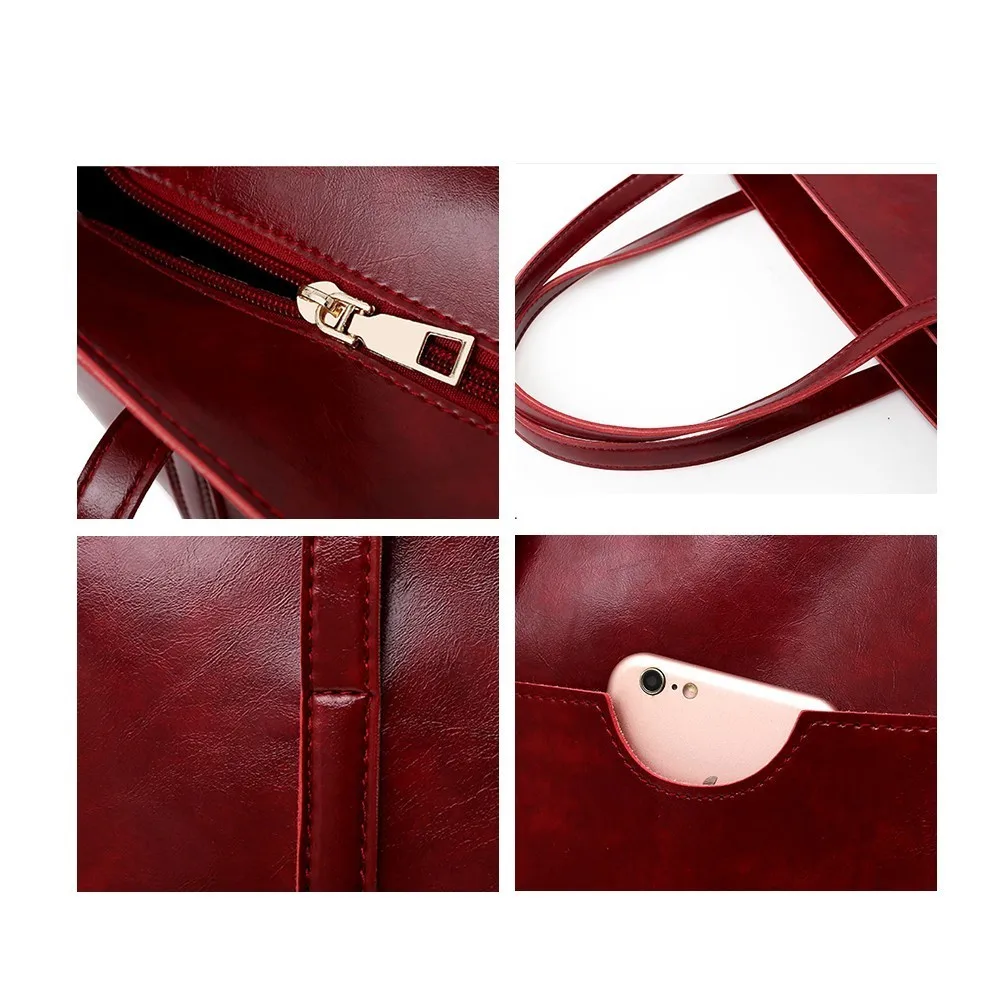 TTOU 4pcs/set Leather Bags Women Handbag Set Luxury Handbag Women Bags Designer Black Handbag Ladies Hand Bag Purse Female