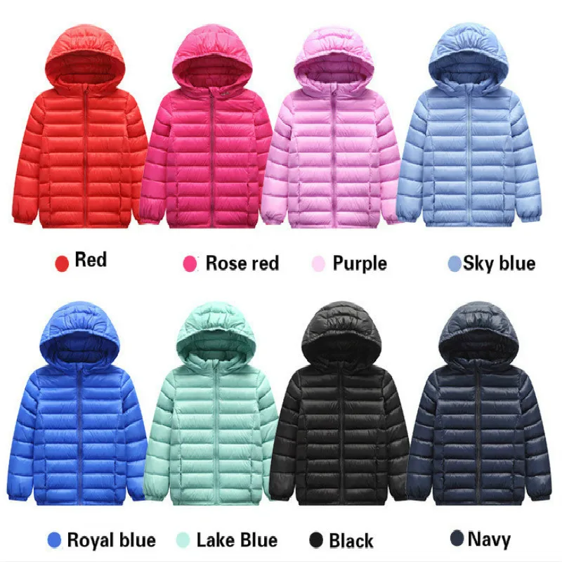 

Warm Autumn Winter Kids Boys Girls Jacket Outerwear Warm Hooded 90% White Duck Down Jacket Children Cotton-Padded Jackets