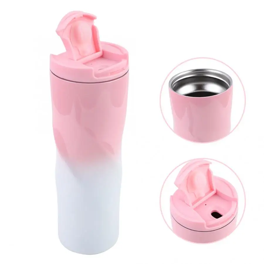 

Pink Color Portable Stainless Steel Thermo Insulated Mug Vaccum Cup Milk Juice Coffee High-capacity Vacuum Flasks