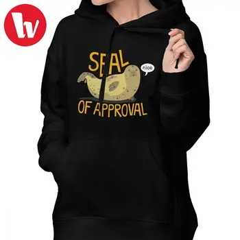 

Seal Hoodie Seal Of Approval Hoodies Long Sleeve Streetwear Hoodies Women Printed Trendy Oversize Gray Cotton Pullover Hoodie