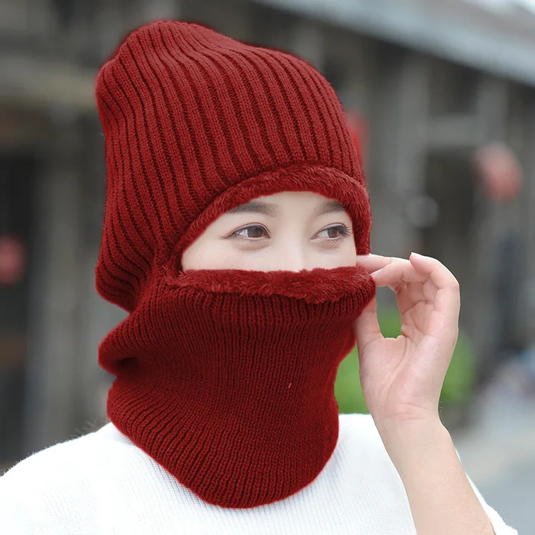 Women Winter Hat Wool Fleece Lining Balaclava Skullies Beanies Winter