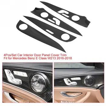 

4Pcs Fashion Design Car Interior Door Panel Cover Trim for Mercedes Benz E Class W213 2016 2017 2018 Carbon Fiber