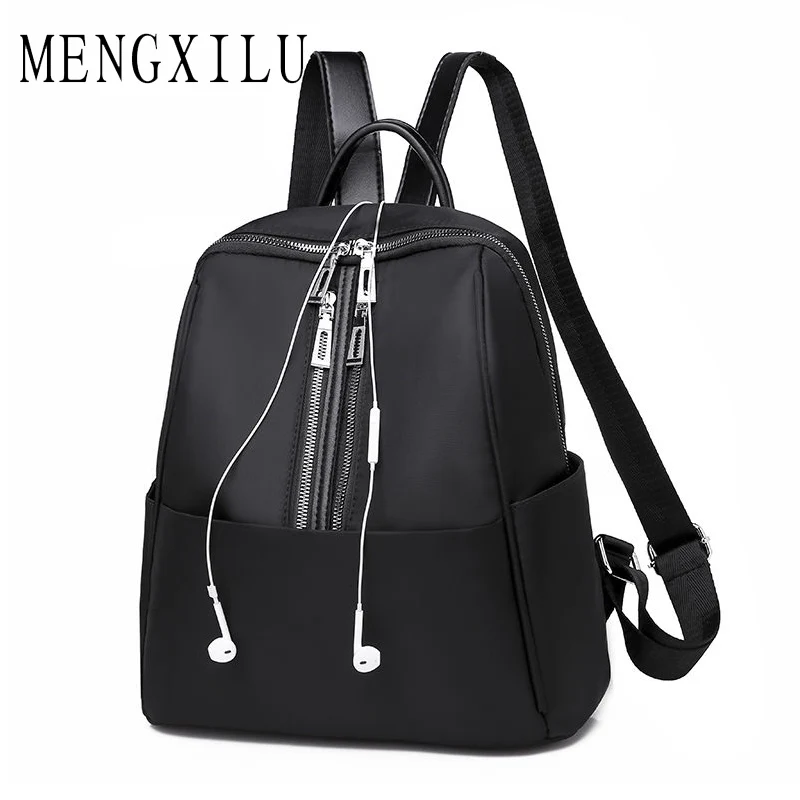 

Simple Design Women Backpacks Solid Vintage School Bag for Teenager Girls Soft Leather Nylon Waterproof Shoulder Bag Female 2019