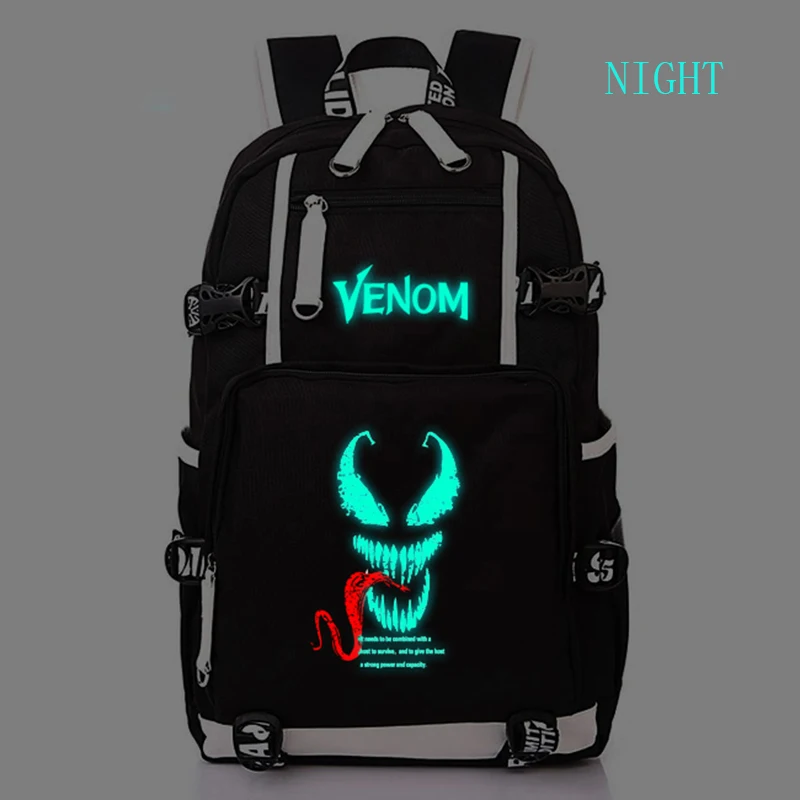 

Venom Antihero Luminous Backpack Women Men Canvas Backpack Superhero Printed School Bags Boys Girls Casual Travel Rucksack