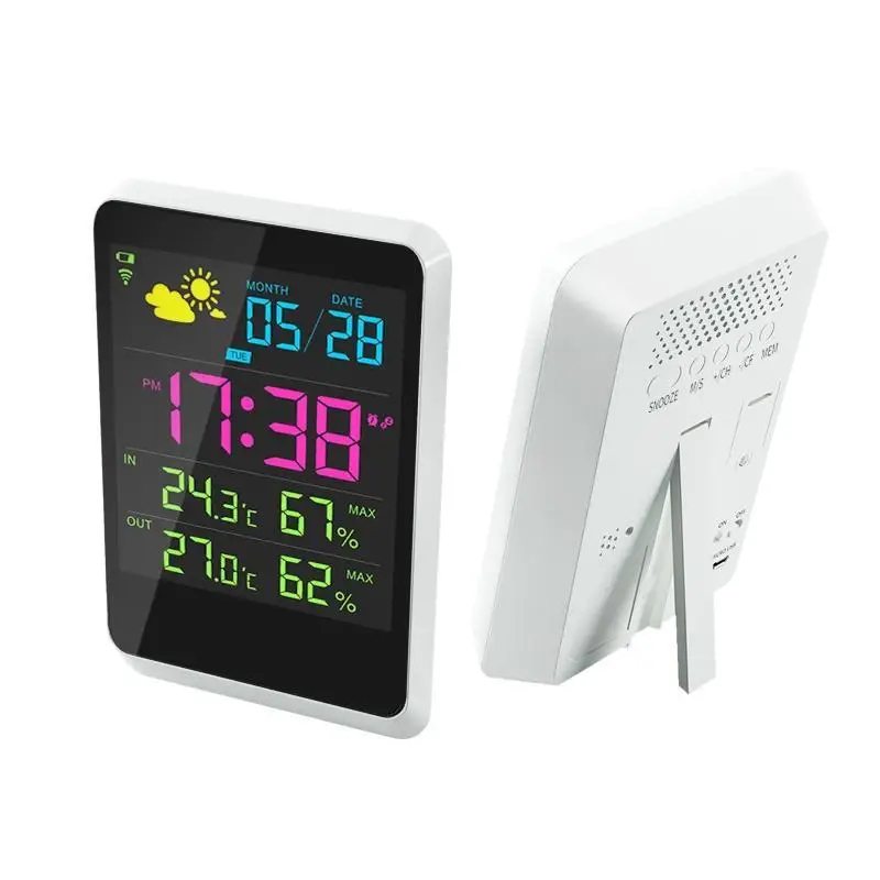 Adeeing Метеостанция Крытый открытый цифровой будильник со светодиодным экраном Отображение времени даты