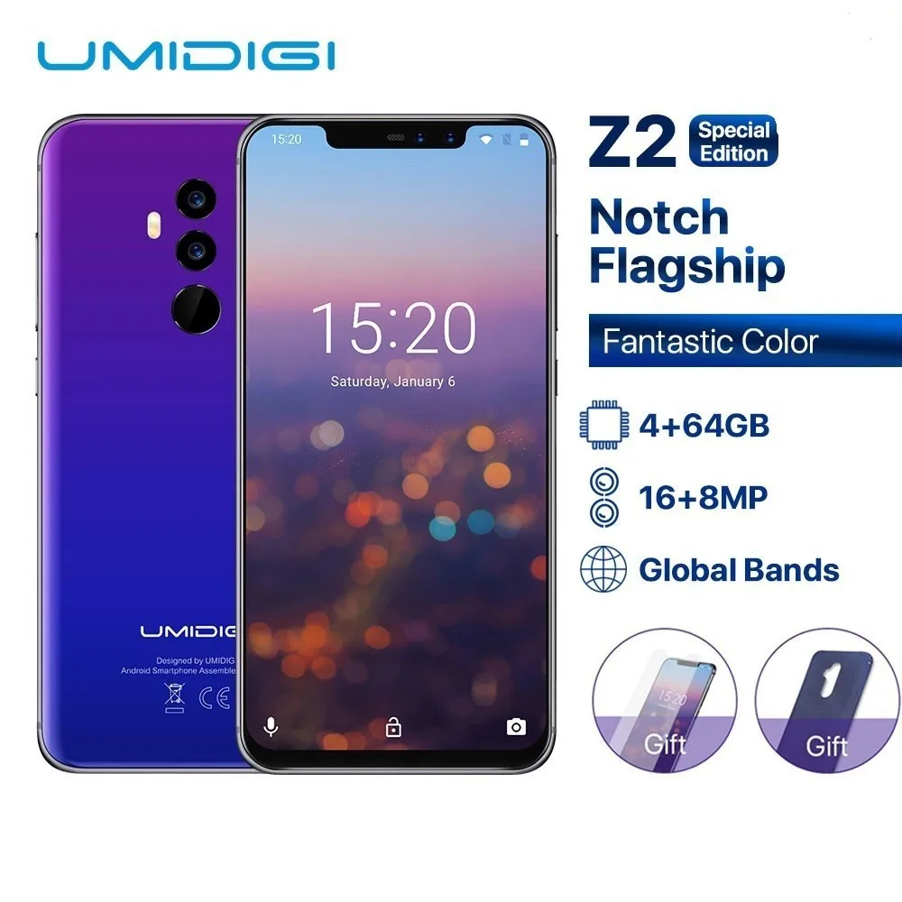 UMIDIGI Z2 Special Edition Глобальный группы 6,2 "FHD + полный Экран Helio P23 4G + 64 GB F/1.7Big ApertureCamera Android 8,1 4G смартфон