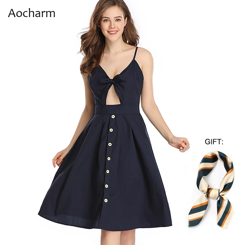 Aocharm платья лето 2019 с завязками спереди сексуальное платье миди v образным