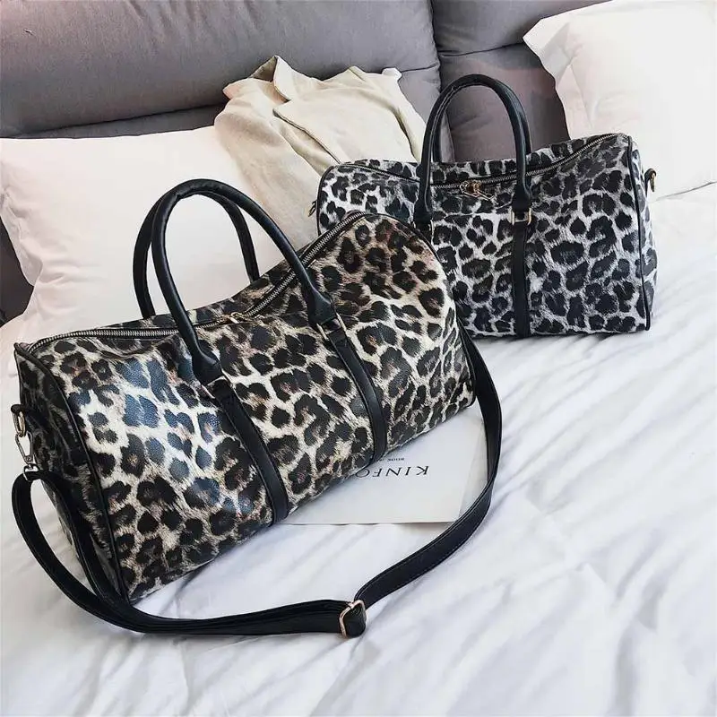 أزياء النساء حبال يد كبيرة قدرة ليوبارد الكتف Crossbody السفر أكياس بو الجلود نهاية الأسبوع حقيبة ساعي