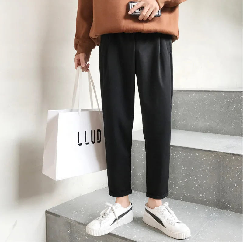 Men's Trousers 2019 Seasons Apply New Loose Casual Pants Harlan Wide Leg Pants Straight Nine Pants Youth Casual Men's Clothing