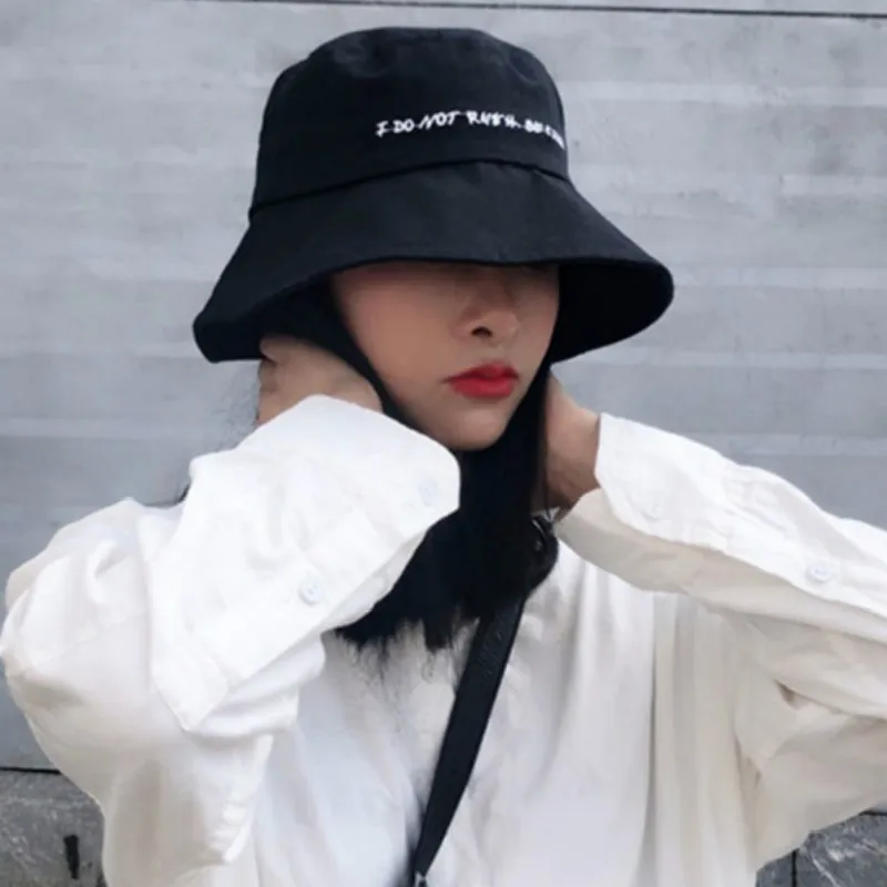 

[EAM] 2019 Spring Summer New Fashion Solid Color Black Letter Printed Casual All-match Women Hat Cap Fishmen Hat Tide RA204