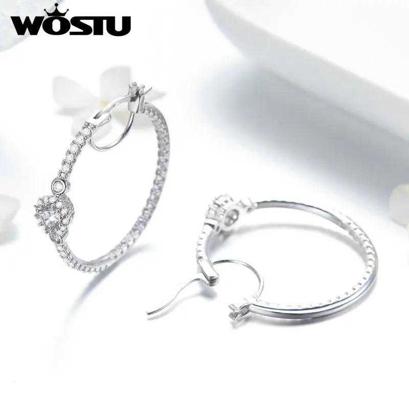 WOSTU оригинальные блестящие круглые серьги капельки прозрачные CZ для женщин