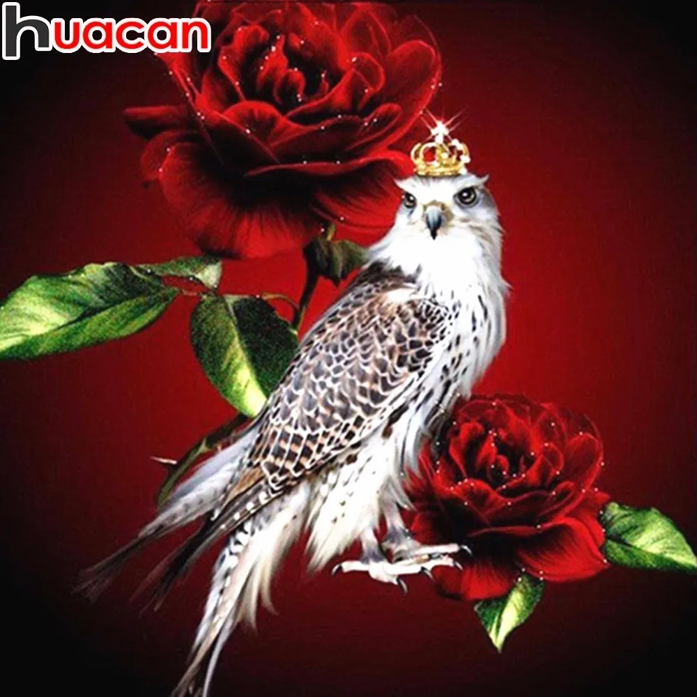 

HUACAN Diamond Painting Bird Full Square Diamond Embroidery Flower Decoration Home DIY Picture Of Rhinestone Mosaic Girl Hobby