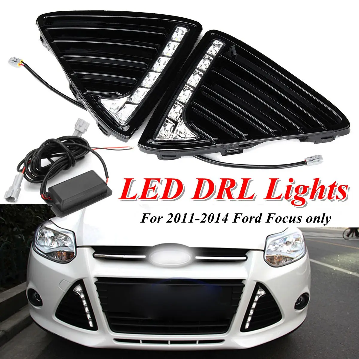 

2pcs 7LED Car DRL Lights LED Daytime Running Light For Ford for Focus 2011 2012 2013 2014 Fog Lamp 6000K White