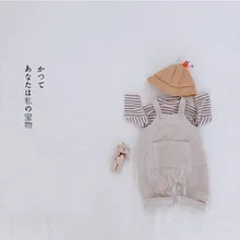 Корейский стиль, осенние детские свободные вельветовые комбинезоны с большими карманами модные подтяжки для мальчиков и девочек от 0 до 3 лет, брюки боди