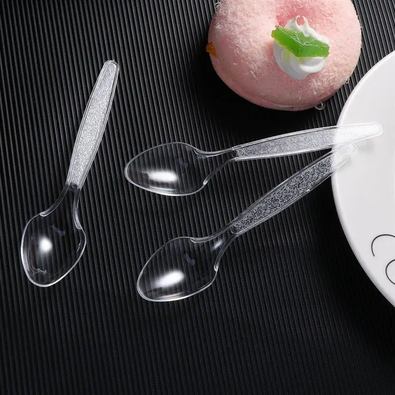 Plastic Caviar Utensil Sets 60pcs Disposable Utensil Sets Utensils Transparent Food Grade PP Cutlery Caviar