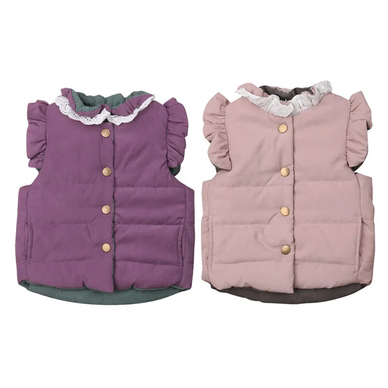 

Fashion Children Vest 2018 Autumn and Winter Kids Hoody Ruffles Outerwear Korean Girls Thicken Waistcoat Warm Vests for Girls