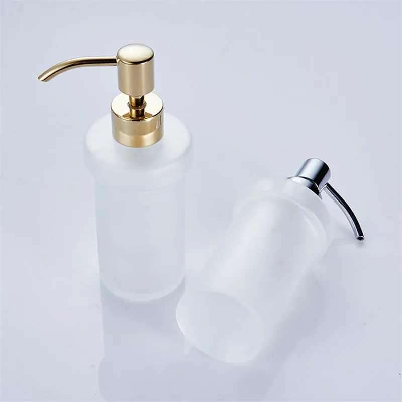 Liquid Soap Dispensers Frosted Glass Brass Head Toilet Shower Dispenser