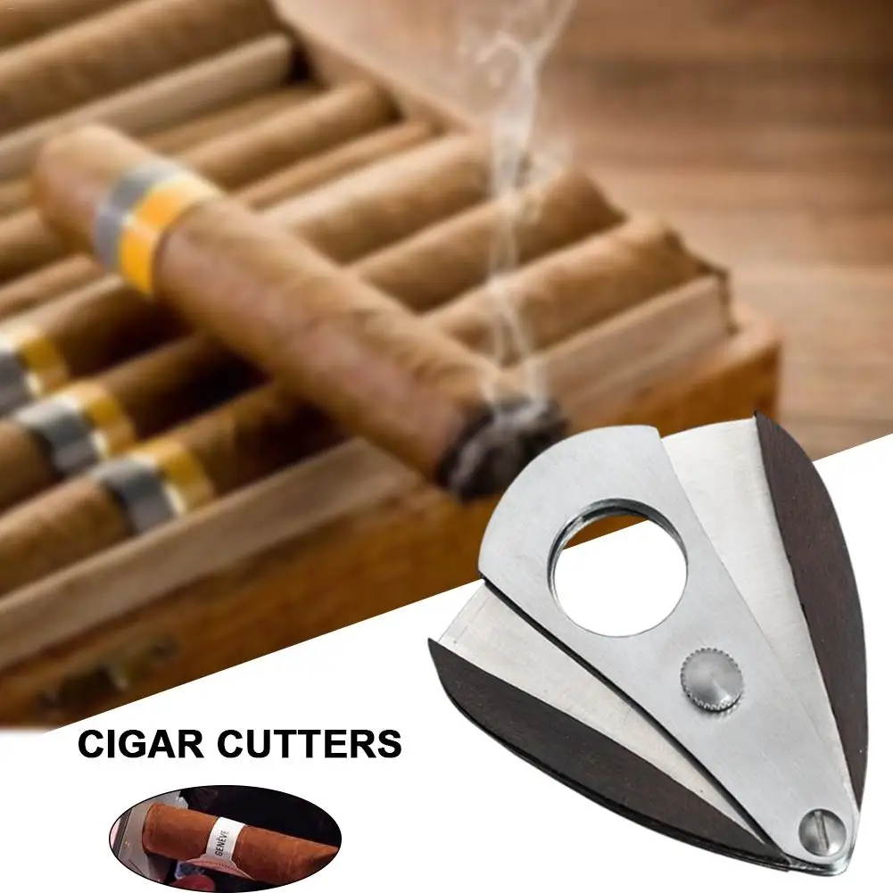 

Stainless Steel Cigar Cutter Sector Sandalwood Splicing Trimmer Sharp Blade Cigar Cutting Tool Business Gift 2019 New