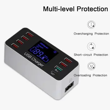 

Fast Charging 7 USB Smart USB Hub with QC3.0 + Type-C USB Charging Station with LED Screen
