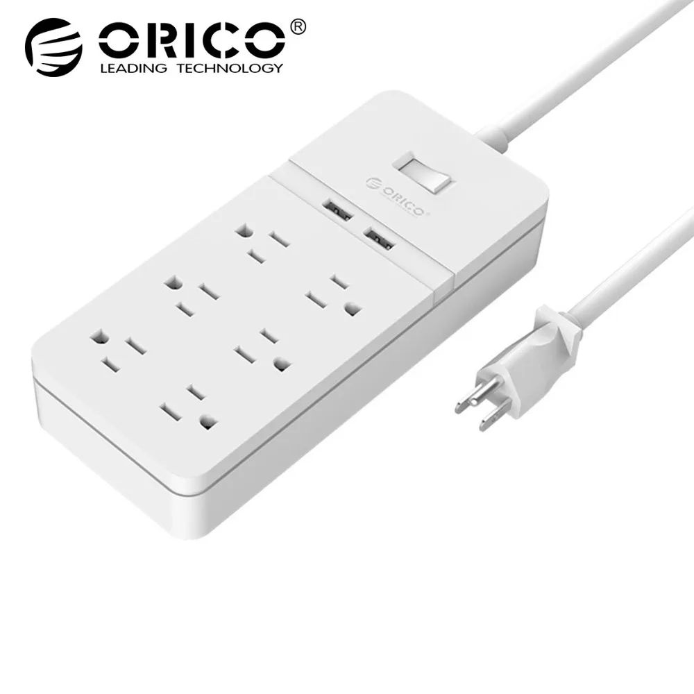 Продажа ORICO 6 AC защита от перенапряжения с 2 Зарядка через usb порты и разъёмы Smart Multi мощность полосы гнездо адаптера патч с расширителем доска зарядно...