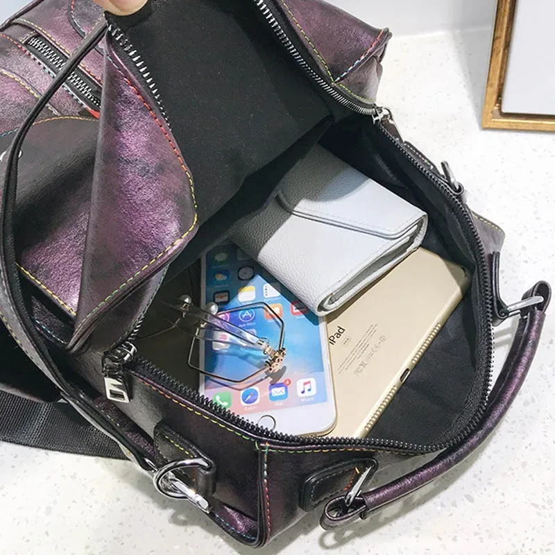  Soft Leather College Backpack Woman Fashion Female Backpack Bag Large Capacity School Bag Tassel Mo - 32964535080