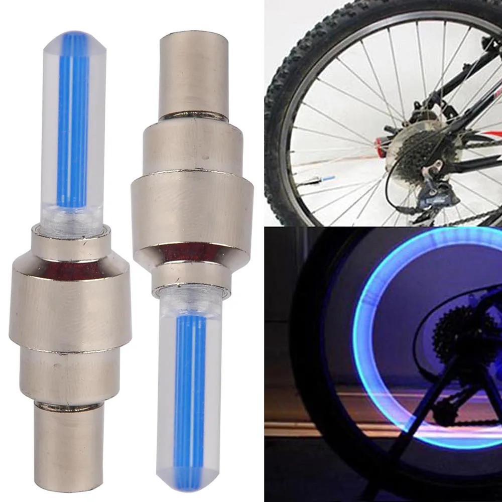 Горячая, 2 шт., велосипедное автомобильное колесо, шина, колпачок клапана, светодиодный светильник, спица, мигающая лампа, велосипедная Светодиодная лампа на колесо для безопасности