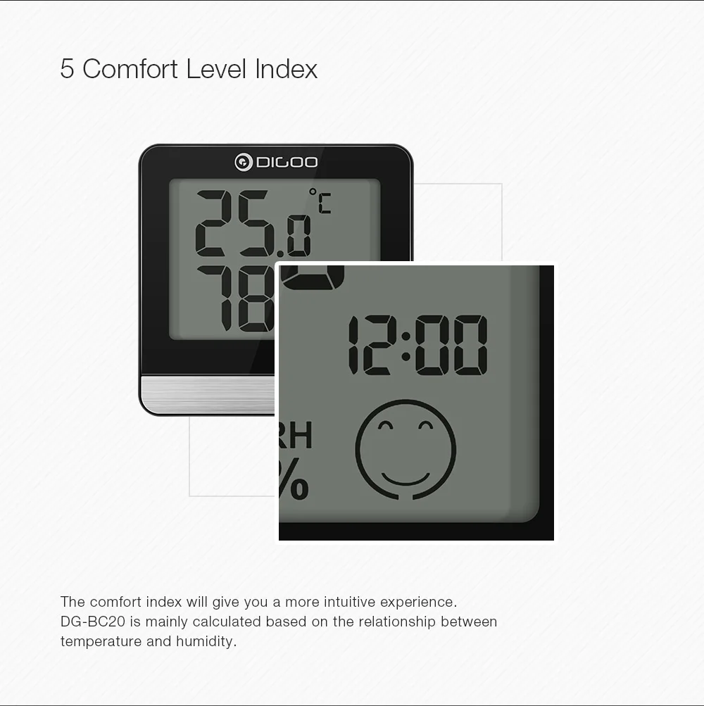 Digoo DG-BC20 ЖК-дисплей цифровой гигрометр термометр измеритель IP45 водонепроницаемый датчик температуры влажности монитор для дома