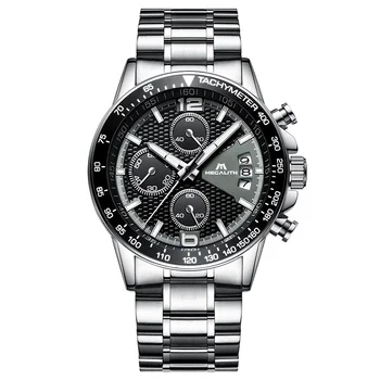 

MEGALITH Fashion Casual Watches For Mens Casual Chronograph Sports Quartz Watches Waterproof Steel Business Wrist Watch Clock
