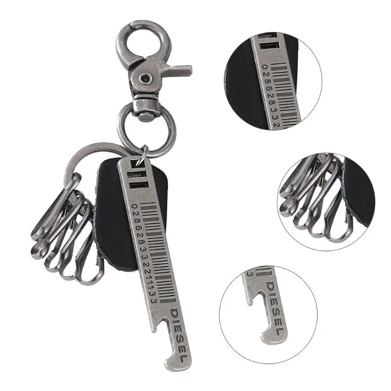 

Vintage Punk Car Keychains Diesel Men keychain Ruler Key Ring Leather Key Holder Casual Key Buckle Men Jewelry