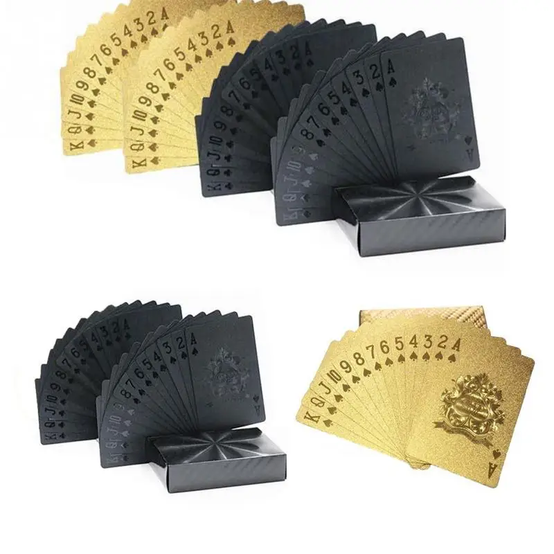 Креативные игральные карты водонепроницаемый золотой набор для покера черный бриллиант покер карты горячий подарок стандартные вечерние игральные карты набор