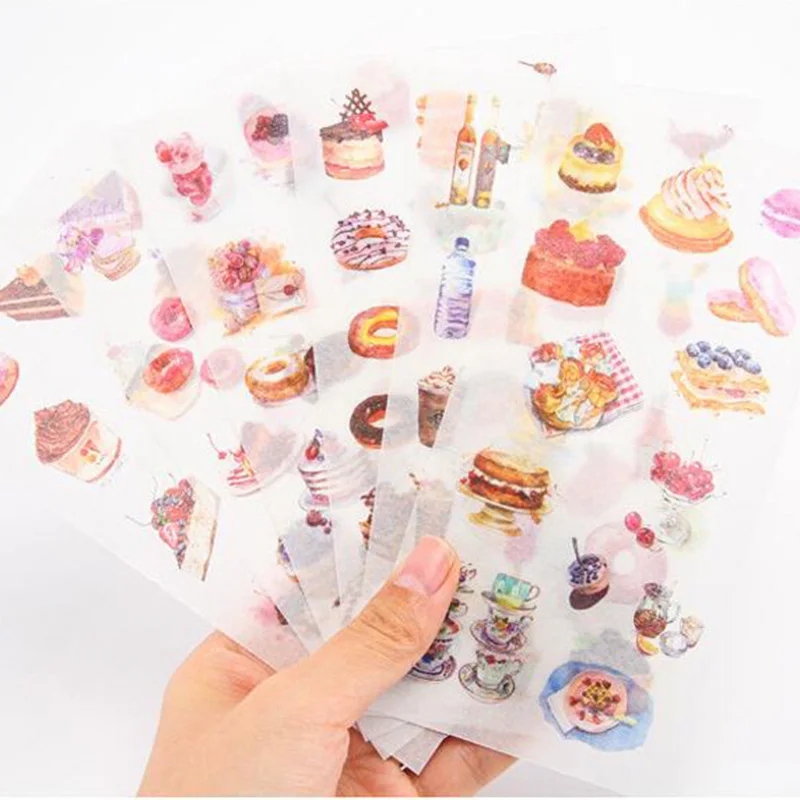 

6Sheets Cute Dessert Stickers Donut Decorative Adhesive PVC Sticker For Kids Scrapbooking Diary Decorations DIY Albums Kids Toys