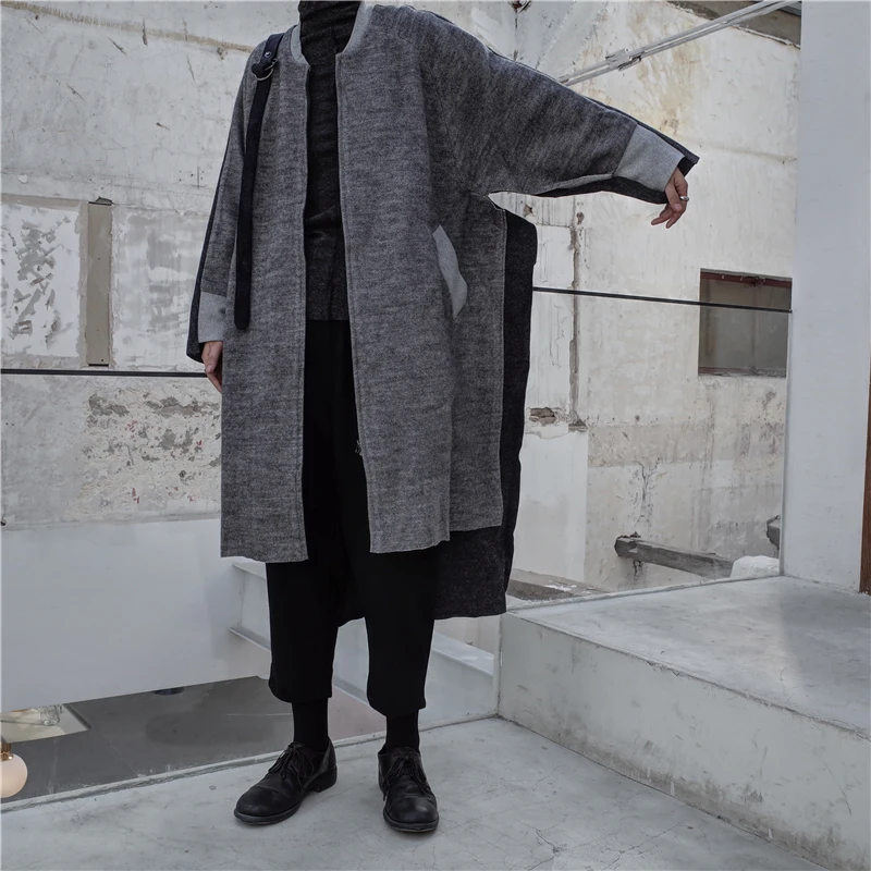 2019 eam Femmes Col Couleur À Long Gray Parkas Jl154 Lâche Laine Hiver Stand Nouveau Mode Frappé Manteau Longues Printemps Gris De Marée Manches dXqxrXT