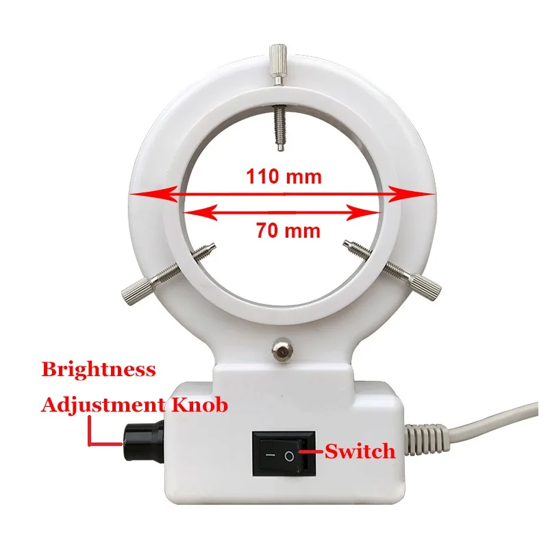 Белый желтый кольцевой свет внутренний диаметр 70 мм 64 светодиодный дополнительный источник освещения яркость регулируемая для стерео микроскопа