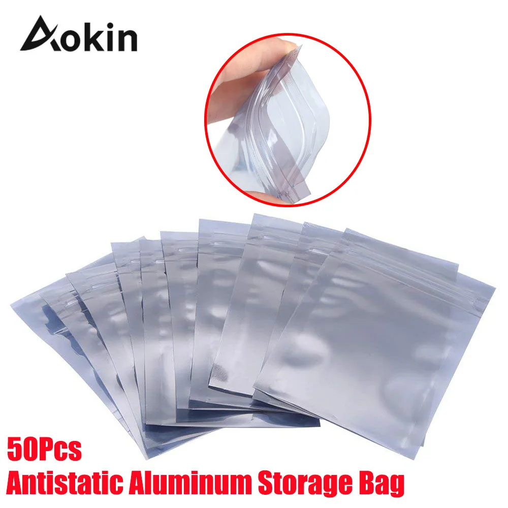 50 шт. антистатический Алюминий сумка для хранения Ziplock мешки Resealable Анти