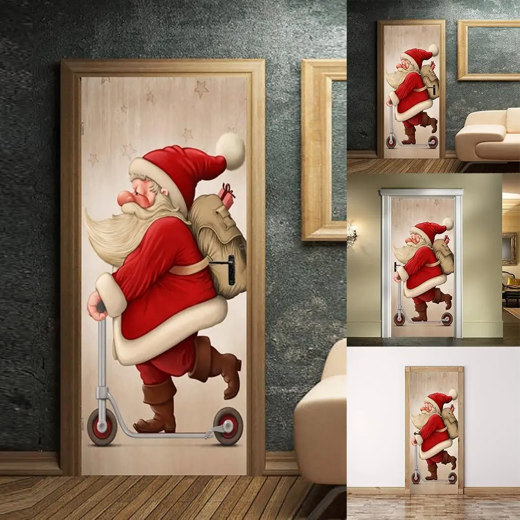 

Window Door For Stickers Santa Shape Claus Home Decoration Party Window Removable Multicolor Merry Christmas Xmas Party