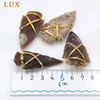 Copper Wire Wrapped Raw Natural Jaspers Arrowhead Charm, Agate Arrow Pendants, Boho Jewelry Making 4