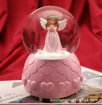 

Angel snow with light music box snow globe home decoration accessories storm glass miniature christmas birthday gifts